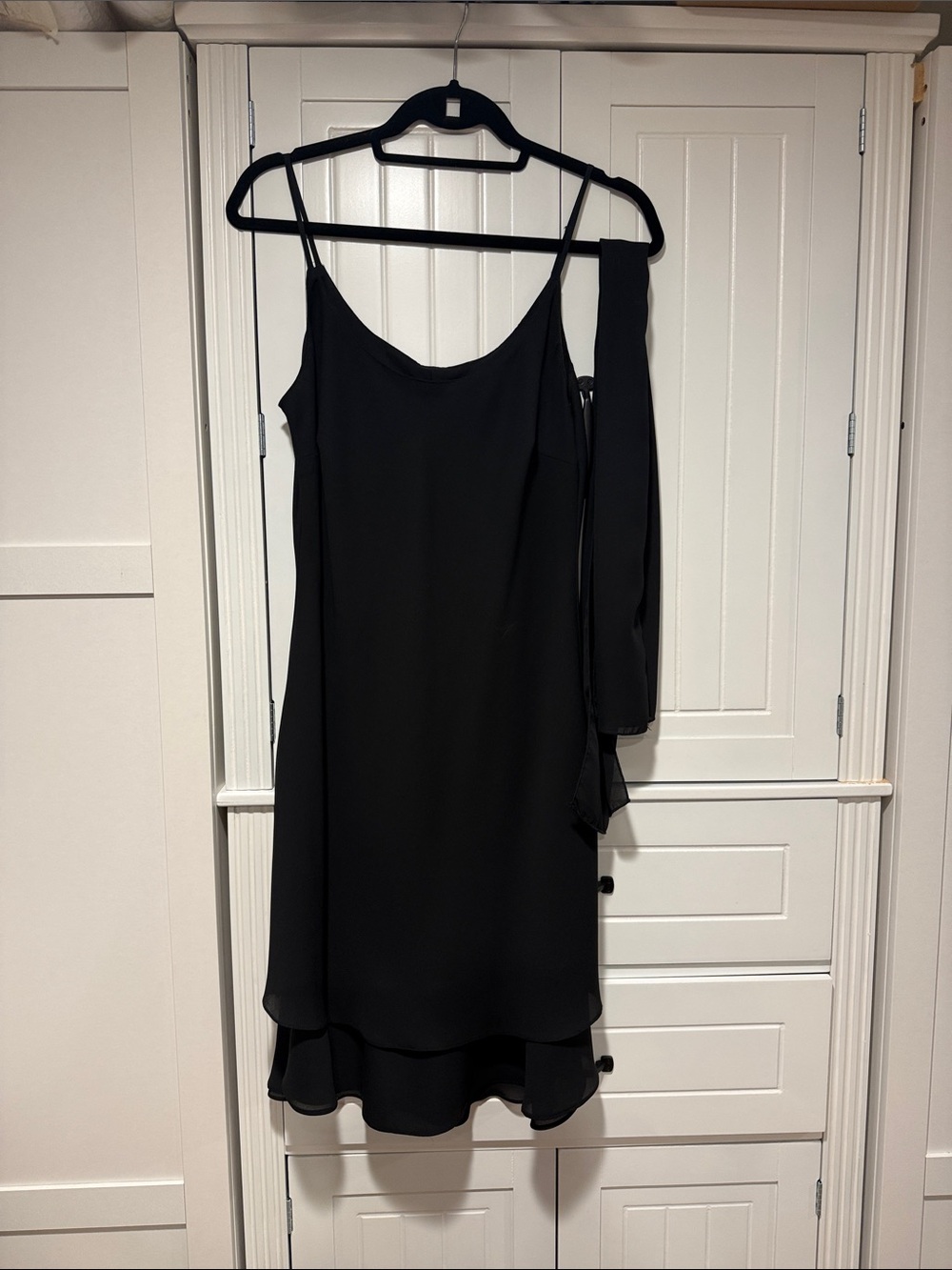 Black Strapless-Look Layered Slip Dress